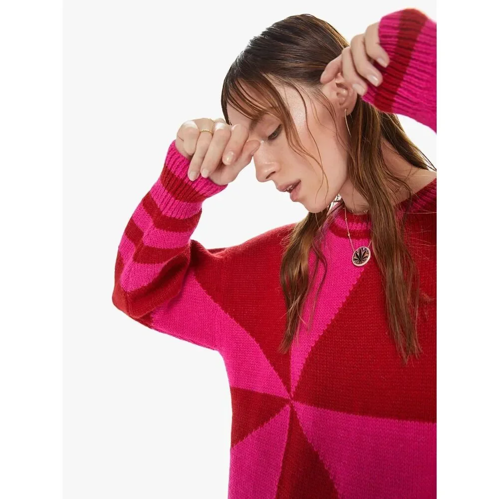 MOTHER Vibrant Red and Pink Crew Neck Sweater - Picture 8 of 13